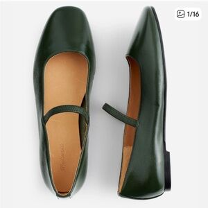 Madewell The Greta Ballet Flat in Dark Forest size 10